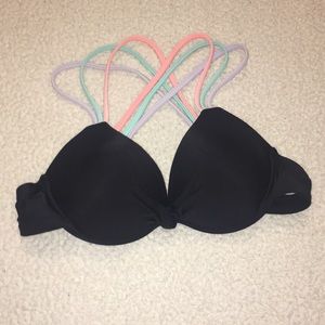 Black Bikini w/ Pastel Straps